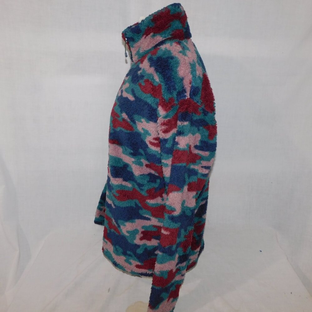 Eddie Bauer Womens L High pile Teddy Fleece Multicolor Camo 1/4 Zip Pullover - Picture 4 of 9